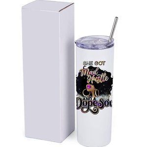 Sip in Style Afrocentric 20 oz. Tumbler - She got Mad Hustle and a Dope Soul'